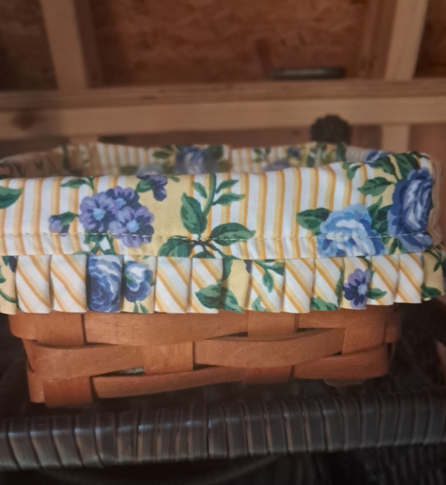 Blue and Yellow Floral Accent Basket Bin